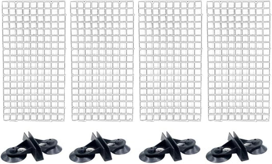 4 Pcs Aquarium Divider Tray Plastic Grid Aquarium Egg Crate, Fish Tank Divider Bottom with 4 Pcs Sucker Clip