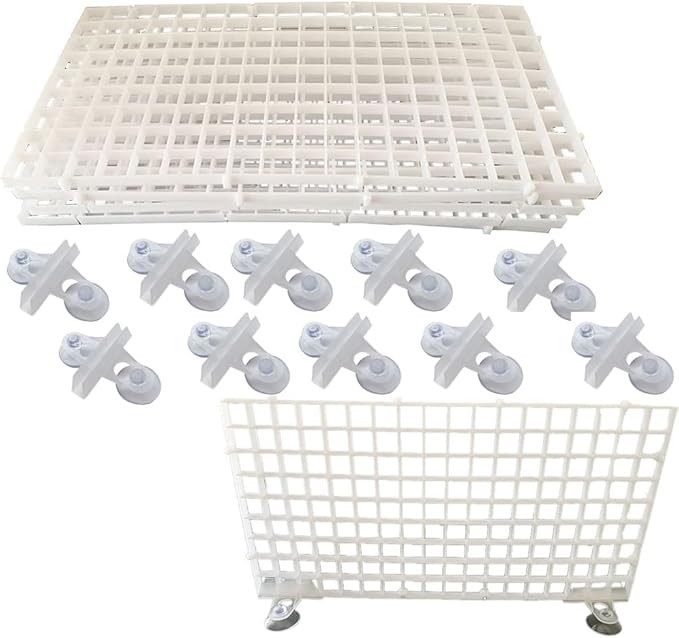 5 Pcs Aquarium Divider Tank Divider Panel Adjustable Plastic Bottom of Fish Tank Isolation for Shrimp Guppy Separation Easy to Cut Install with 10 Pcs Sucker (White)