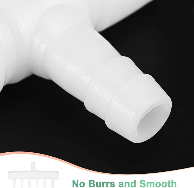 M METERXITY 5-Pack Aquarium Air Valve 8mm to 4mm 6-Ways, Plastic Air Line Tubing Splitter Connector Flow Control Pump Accessories for Aquarium/Fish Tank/Garden/Agricultural/Irrigation [White]