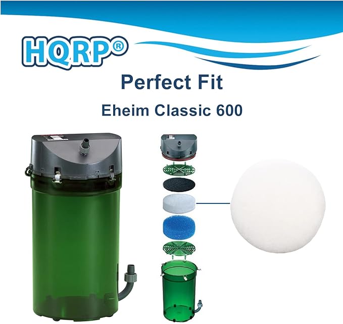 HQRP 6-Pack Fine Media Filter Pad Compatible with Eheim Classic 600 (2217) External Canister Filter, Part # 2616175 Replacement