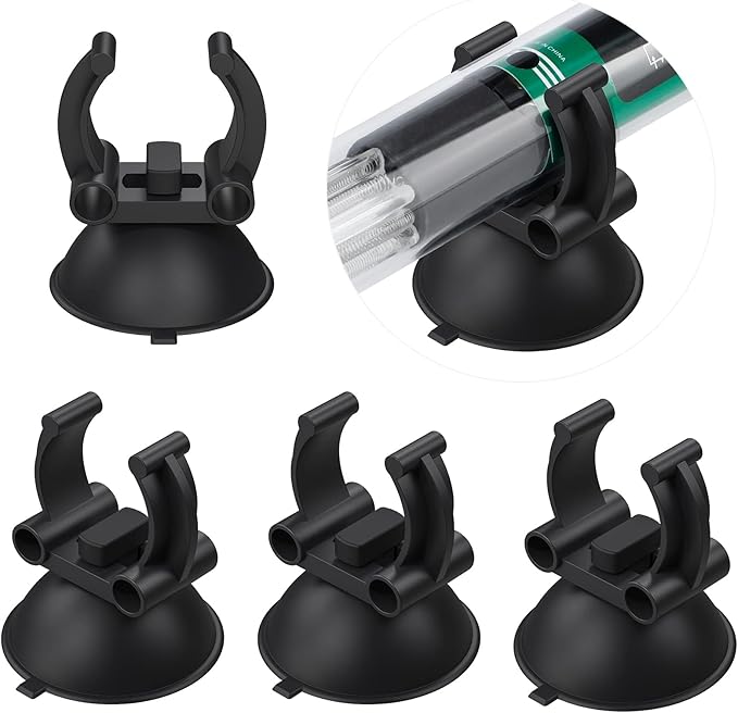 Pawfly 12 Pack Aquarium Heater Suction Cups Suckers with 0.95 Inch Clips Black Standard Heating Rod Holders Clamps for Fish Tanks (Not for Airline Tubing), 1.3 Inch