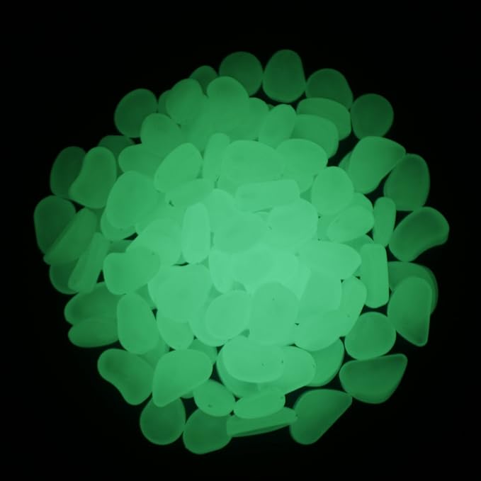 Glow in The Dark Gravel Fluorescent Resin Pebble for Fish Tank/Aquarium/Garden Decoration Luminous Cobblestone Decor Plastic Stone 250 g (Yellow-Green)