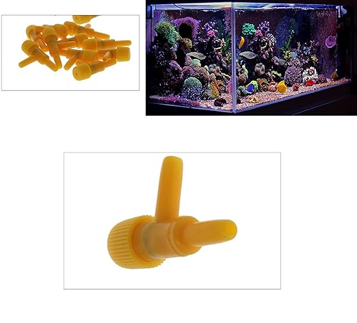 MroMax Aquarium 2 Way Air Line Plastic Regulator Connector for Fish Tank Pump 4mm/0.16", Yellow 30 Pcs