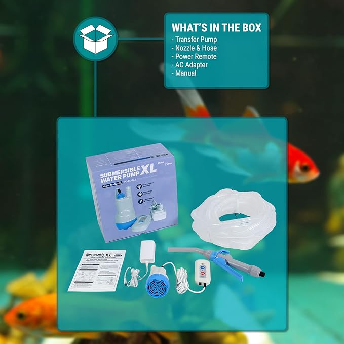 TERA PUMP Aquarium Gravel Cleaner - Electric Automatic Removable Vacuum Fish Tank Water Changer, Sand Washer, Algae Cleaner Filter & 30 ft Hose Up to 8 Liters per Min