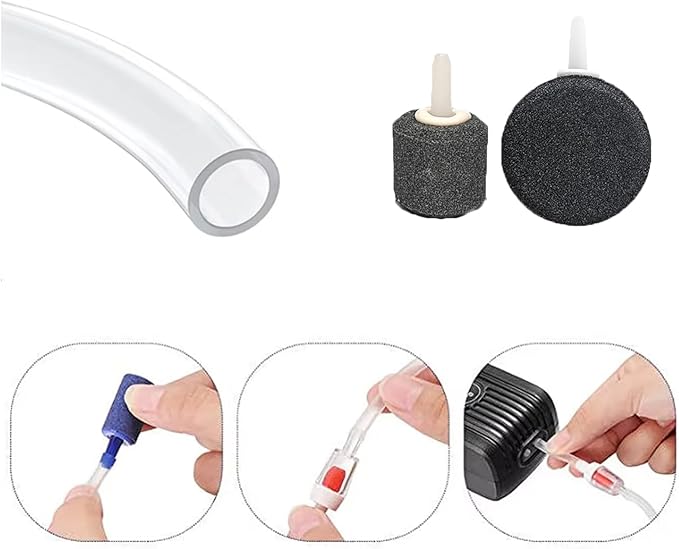 7 Pack Aquarium Air Pump Airline Tubing Replacement with Aquarium Air Stones Aquarium Check Valves for Dual Outlet Aquarium Electric Air Pump Fish Tank Aerator Buckets Oxygen Air Bubbler