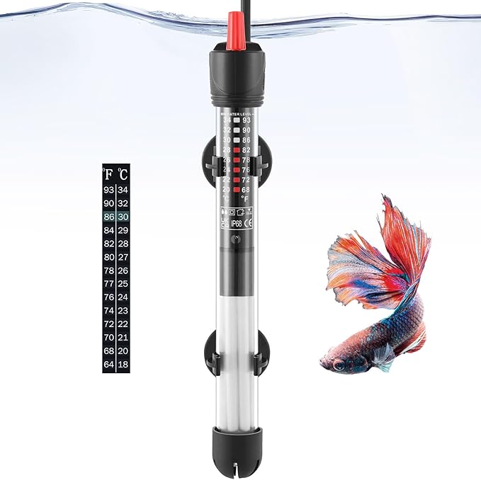 FEDOUR Aquarium Heater 50W 100W 300W, Submersible Glass Fish Tank Heater for Fresh and Salt Water (100W)