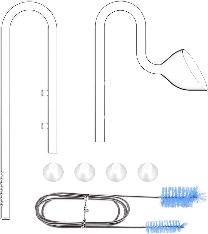 FZONE 13mm Aquarium Glass Lily Pipe Kits with Lily Inflow Lily Outflow and Brush for 3/4" ID (12/16mm) Tubing