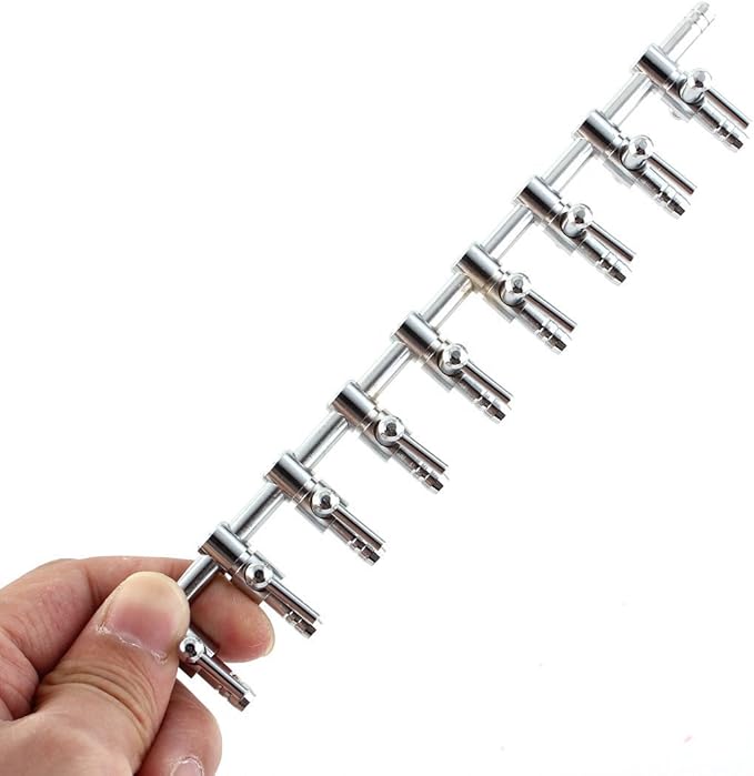 Aquarium Fish Tank 9- Way Air Pump Control Valve Manifold Taps Silver Tone