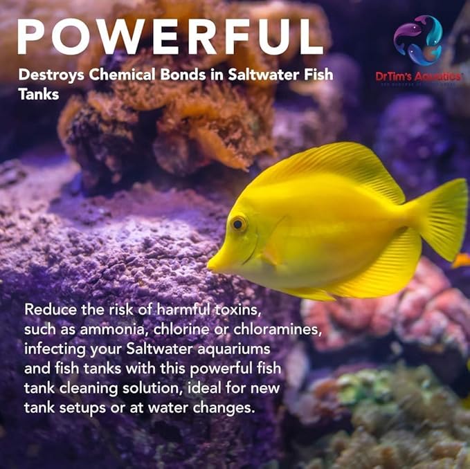 DrTim’s Aquatics AquaCleanse for Saltwater Aquariums – 32 oz – Tap Water Detoxifier, Dechlorinator & Ammonia Reducer for New and Cycled Fish Tanks