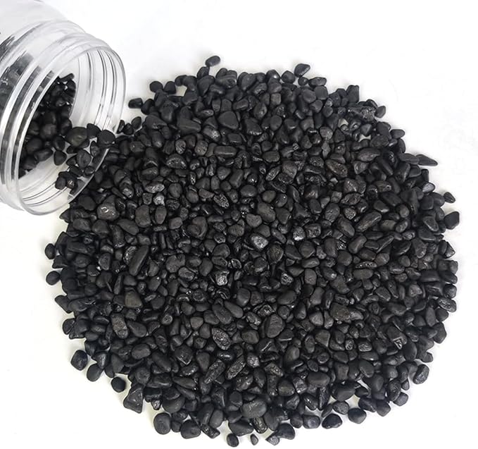 HappyFiller 0.88 LB Black Gravels Small Stones Succulent Mini Rocks Planter Soil Cover Pebbles, Fairy Garden,Terrarium,Lucky Bamboo,Cactus Topper Dressing Decor,Aquarium Fish Tank Bottom Granule