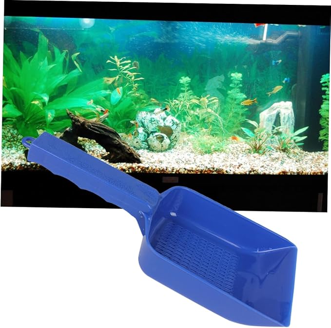 GANAZONO Water Leakage Sand Shovel for Fish Tank Blue Aquatic for Sifting and Waste Removal for Aquarium Maintenance and Landscaping