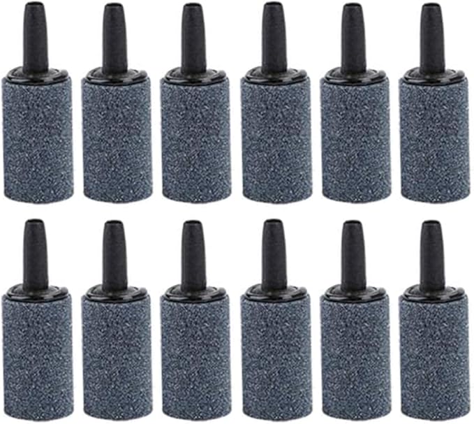 1 Inch Air Stone,Aquarium Air Stones, Cylinder Bubble Diffuser Airstone Fish Tank Bubbler Air Pump Accessories for Aquariums Hydroponics Grey (12 Pack)