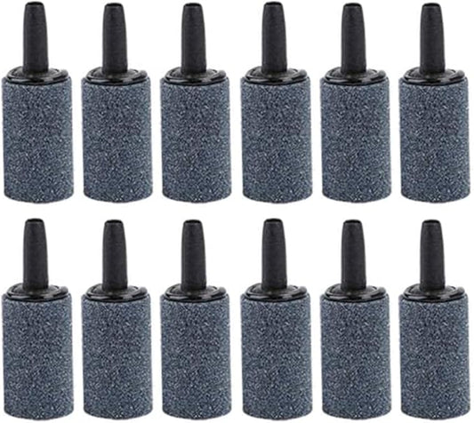 1 Inch Air Stone,Aquarium Air Stones, Cylinder Bubble Diffuser Airstone Fish Tank Bubbler Air Pump Accessories for Aquariums Hydroponics Grey (12 Pack)