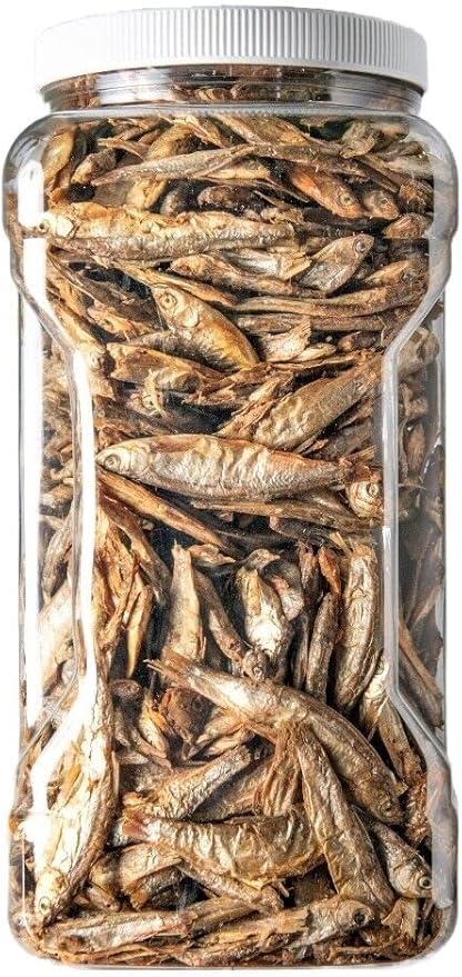 3"- 5" Fresh Water Freeze Dried Fish for Piranha, Large Fish, Turtles, Cats, Sugar Glider, Marmosets, Chinchillas, Squirrels, Hamsters…12oz Med Jar