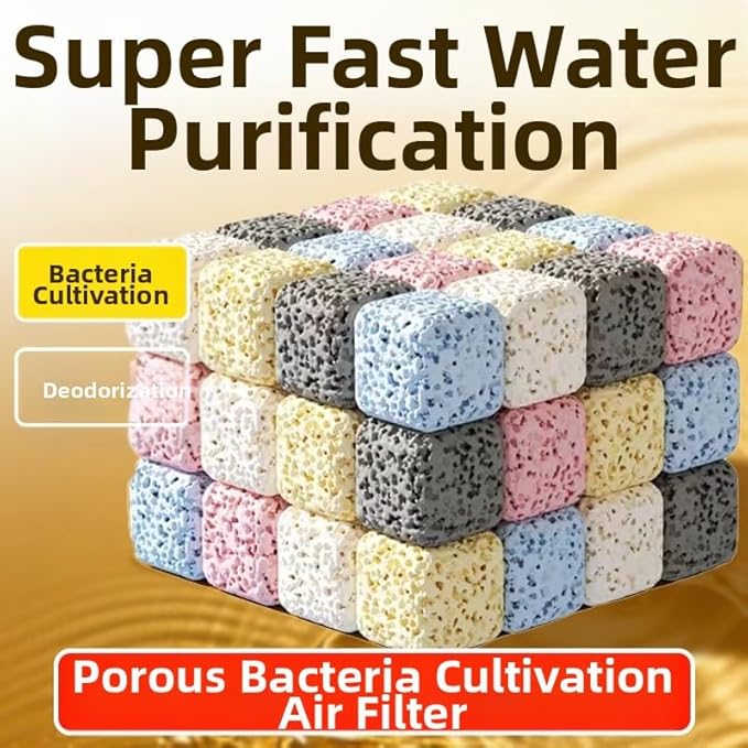 bio Balls for Aquarium Filter Media Crushed Coral for Freshwater Aquarium Ceramic Rings for Fish Tank Filter Media Biological Accessories Biological Square Block(1pack,500g)