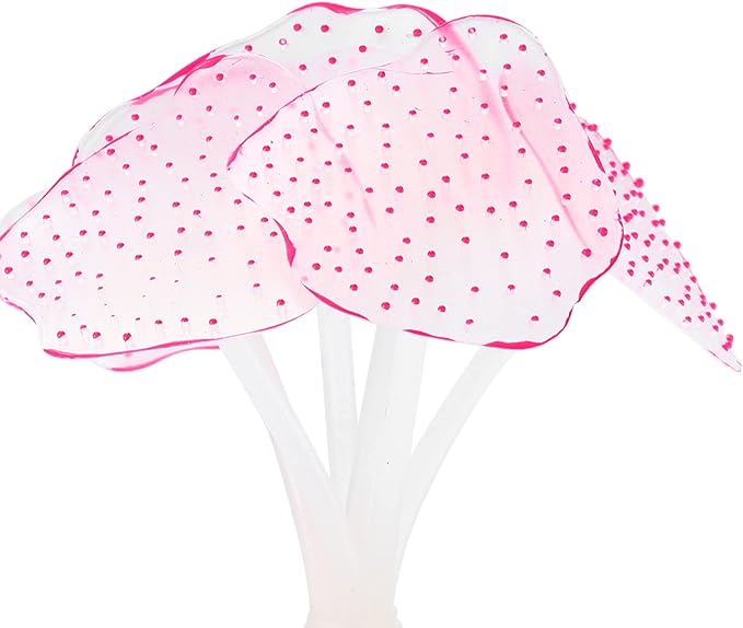 VOCOSTE Soft Silicone Glowing Aquarium Simulation Coral with Sucker, Fluorescence Aquatic Artificial Coral for Fish Tank Decoration, Pink