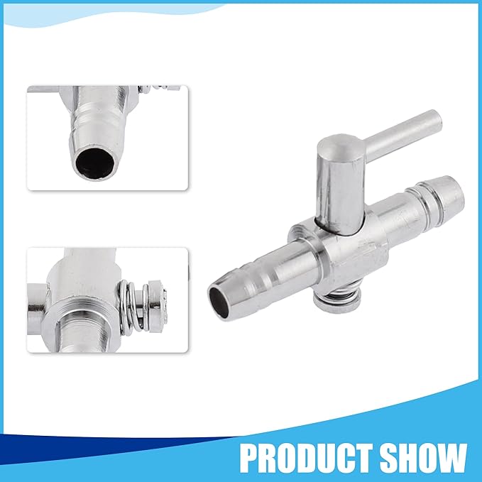 Air Pump Control Valve, Single Way Air Valve Distributor for Aquarium Pump, 1.2X 0.8X 0.3 Inch (Silver Tone 2pcs)