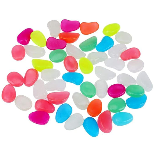 in The Dark Rocks, 50pcs New Colorful in The Dark Pebbles Stones Rocks Artificial Luminous Pebbles Stone for Fish Aquarium Garden WalkwayDecorative Marbles