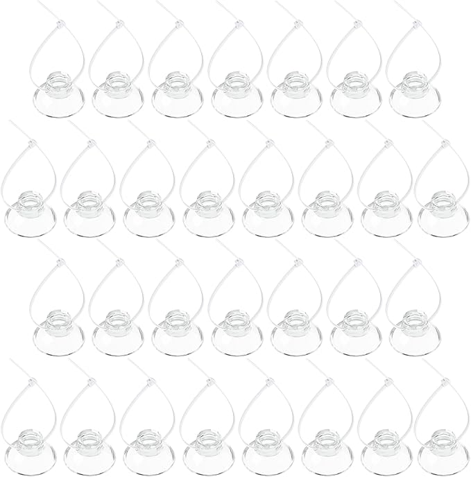 Pawfly 30 Pack Suction Cups with 40 Pieces Adjustable Zip Ties. Suction Cups kit for Aquarium Fish Tank and Shrimp Dodging Nest