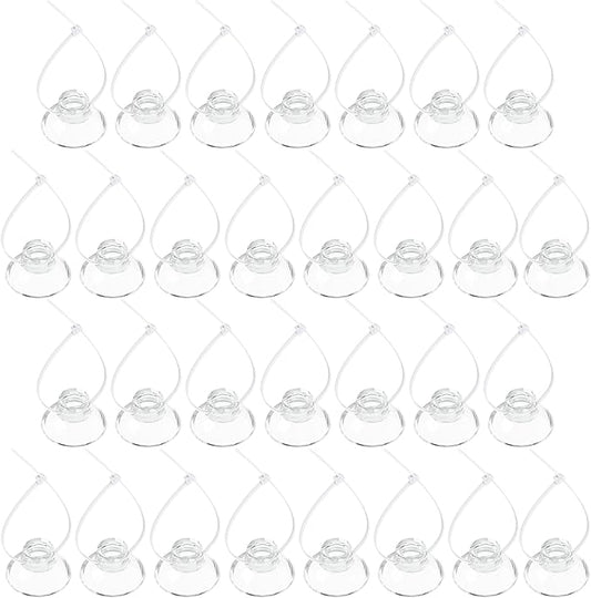 Pawfly 30 Pack Suction Cups with 40 Pieces Adjustable Zip Ties. Suction Cups kit for Aquarium Fish Tank and Shrimp Dodging Nest