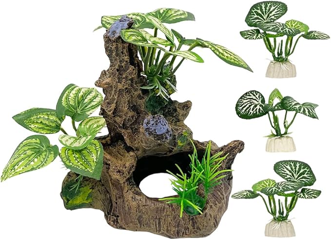 Betta Fish Tank Cave Decorations Aquarium Decoration Ornaments Accessories Betta Leaf pad Hammock (Fish Cave Toy-A)