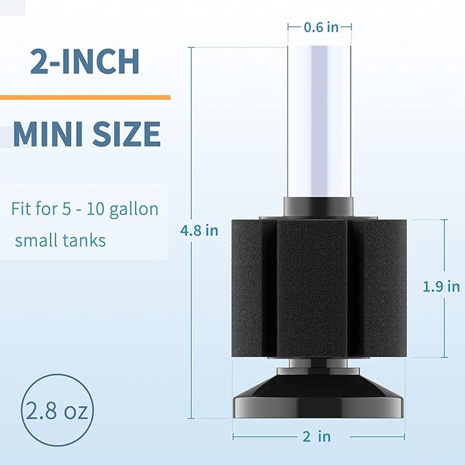 Pawfly 4 Pack Aquarium Nano Bio Sponge Filter Quiet Betta Fry Shrimp and Small Fish Foam Filter for Tiny Fish Tank up to 10 Gallon