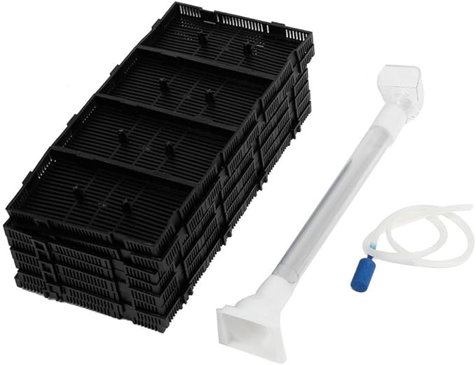XMHF Aquarium Fish Tank Undergravel Filter Board Air Tube 32pcs Black