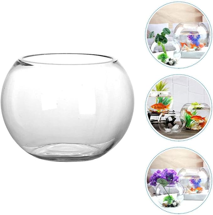 IMIKEYA Glass Bubble Bowl Bowl Glass Vase Clear Bubble Planter Terrarium Fish Bowl Wide Mouth Flower Vase Hydroponic Planter Candy Dish Fruit Jar for Wedding Home Decor 15cm