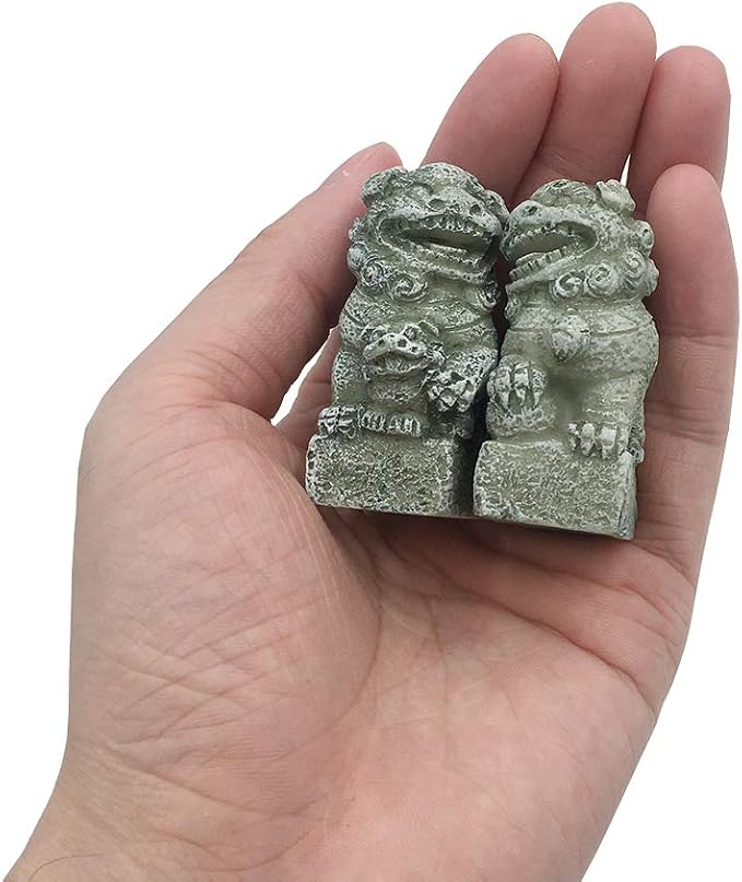 Fish Tank Decorations Aquarium Decoration Mini/Pair Size Ornaments Accessories Fish Hides Asian Garden FengShui Beast Dog Mini
