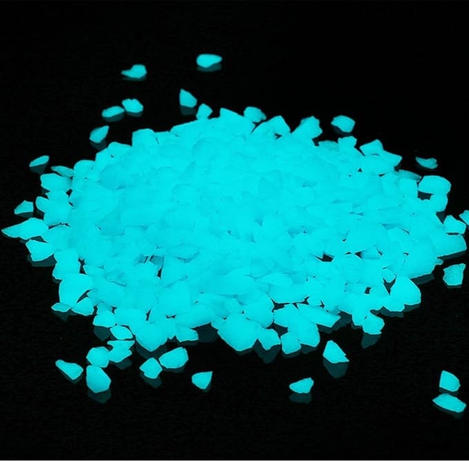 Shiny Stone Glow in The Dark Aquarium Neon Gravel Sand, Decorative Rocks for Fish Tank and Fairy Garden, Home Dec,305g/0.67lbs (5-8mm, Blue)