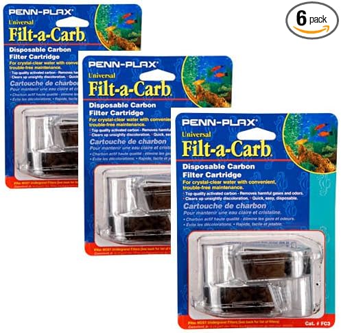 Penn-Plax Filt-a-Carb Universal Carbon Undergravel Filter Cartridge, 3 Packs of 2 each