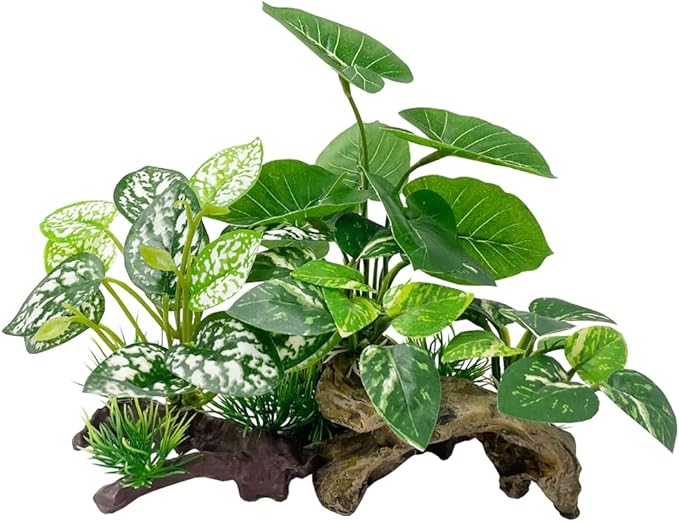 Fish Tank Decoration Aquarium Decoration 3 Pieces Ornament Betta Silk Leaf Cushion Hammock Artificial Driftwood Cave Goldfish Bowl Accessories (Mixed Leaf Set-G)