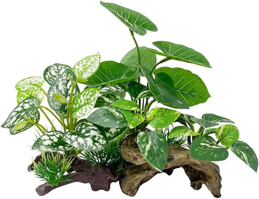 Fish Tank Decoration Aquarium Decoration 3 Pieces Ornament Betta Silk Leaf Cushion Hammock Artificial Driftwood Cave Goldfish Bowl Accessories (Mixed Leaf Set-G)