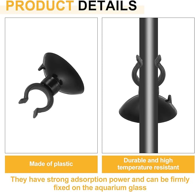 uxcell 20Pcs Aquarium Suction Cup Clips, 13mm Airline Tube Holders Clamps Cup Holder Sucker Tube Sucker for ID Airline Tubing Fish Tank, Black