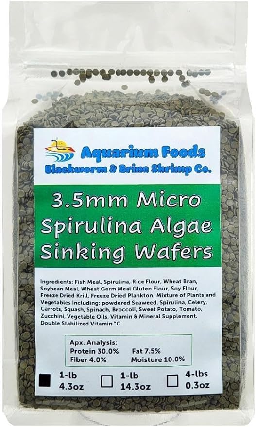 3.5mm - 1/8" Micro Sinking Wafers of Algae, Spirulina, Veggies for All Tropical Fish, African Cichlids, Shrimp, Snails, Crabs, Catfish, Small Plecos…1-lb 4.3oz Clear Bag