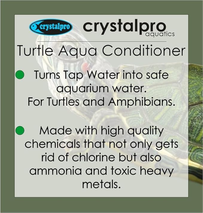 Crystalpro Turtle & Amphibian Water Conditioner 4.22 Oz - Treats 660 Gallons, Neutralizes Chlorine and Ammonia - Makes Tap Water Safe for Amphibian and Reptile Aquariums/Terrariums