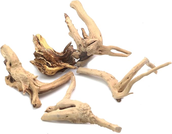 5Pcs Natural Cuckoo Wood for Aquarium, Aquarium Decor Wood Freshwater Fish Tank Reptile Driftwood Branch Length 3.93" to 5.9"