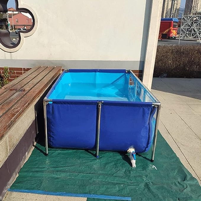 Flexible PVC Canvas Liners with Steel Frame, Backyard PVC Canvas Pond Liners, Indoor Aquarium for Koi/Goldfish, with Clear Viewing Panel(100x70x61cm)