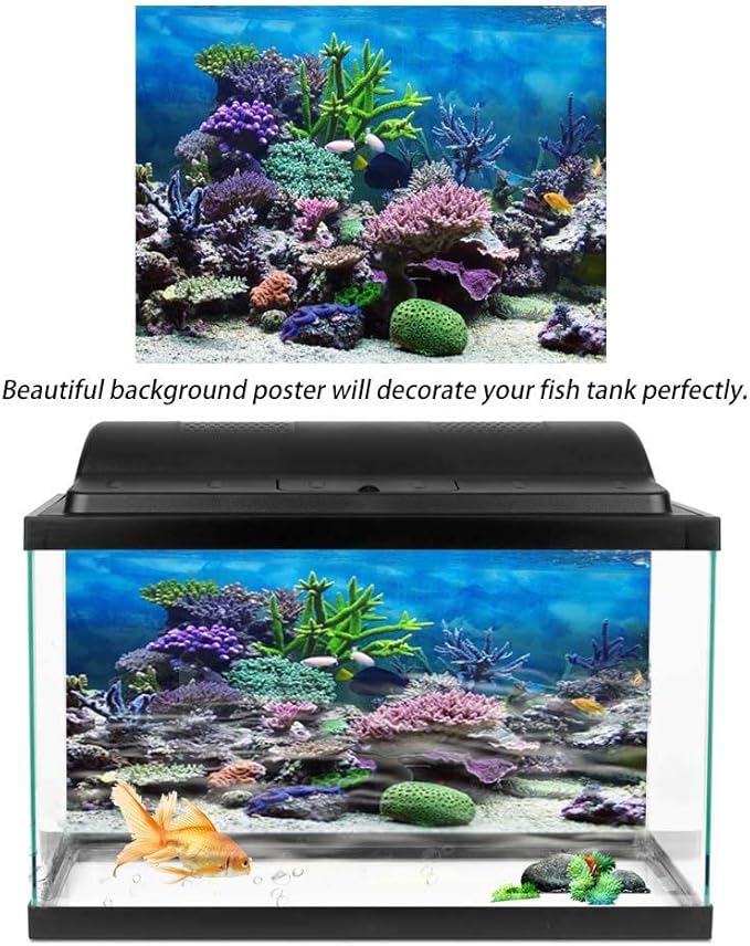 Fdit Aquarium Background Poster Fish Backdrop PVC Adhesive Underwater Decor Paper Cling Decals Sticker 122 x 50cm
