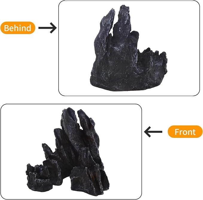 AnRui Aquarium Mountain Artificial Jagged View Stone Decorations Resin Betta Cichlids Hideaway Rock Aquascaping Hiding Cave Hermit Crab Hideout Ornaments (Small)