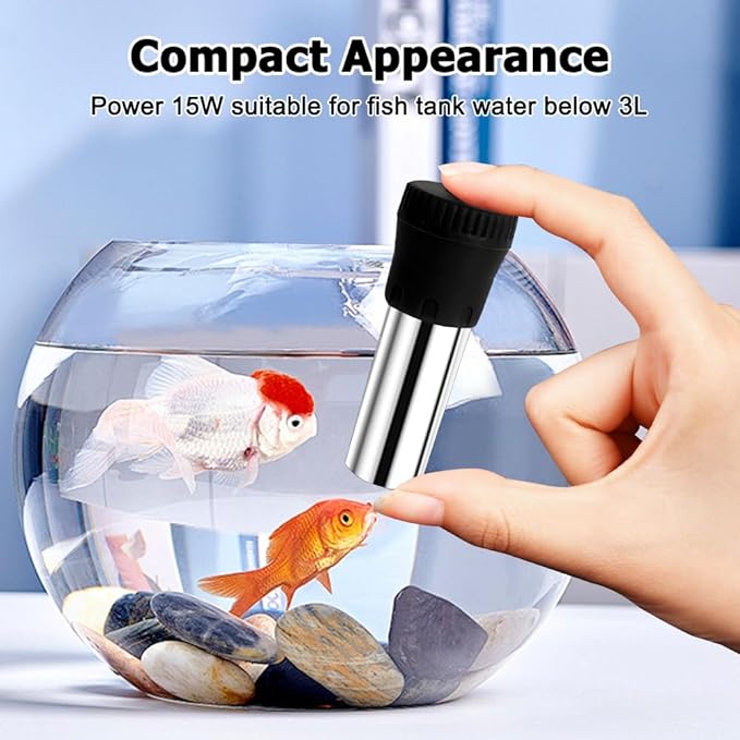 MiOYOOW Aquarium Heater, 15W USB Fish Tank Heater with LED Digital Temperature Display for Tanks Under 3L