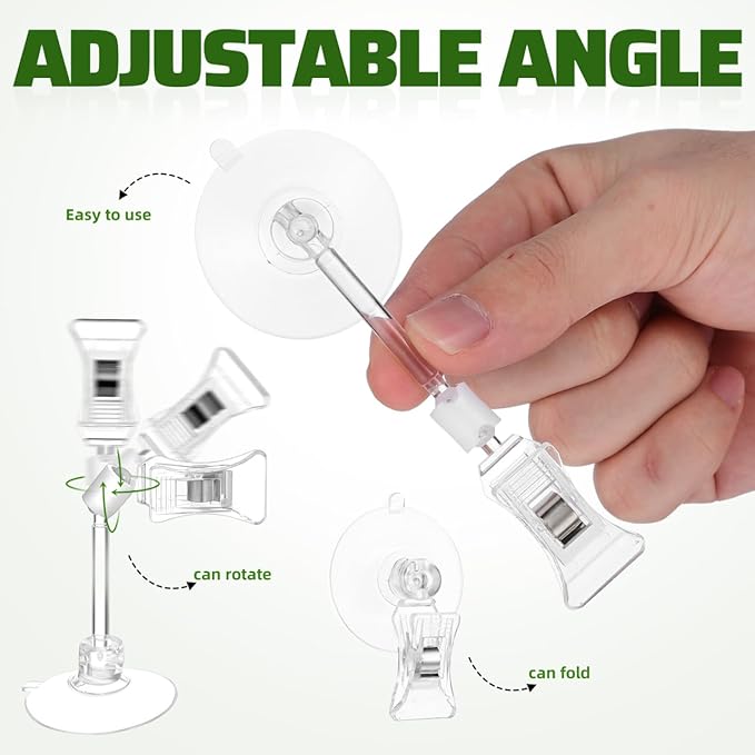 Garneck 3 Pcs Aquarium Suction Cup Clips 4.5 Inch Fish Tank Veggie Clips Adjustable Angle Suction Cups for Holding Filters Lights Accessories