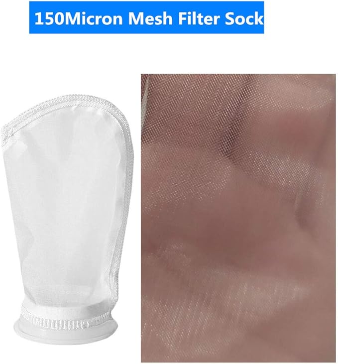 2 Pack Mesh 4 Inch Filter Socks 150 Micron 4" Plastic Ring, 9" Short Bag Nylon Bags Filteration for Aquarium Marine Reef Sump