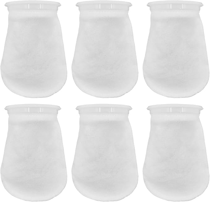 6Pcs 4 Inch Ring Filter Socks 200 Micron, Aquarium Felt Socks, Aquarium Filter Bags for Freshwater Saltwater Aquariums Fish Tank, Sump Filter Socks, Use in Ponds Overflows, 4 Inch Ring by 7 Inch Long