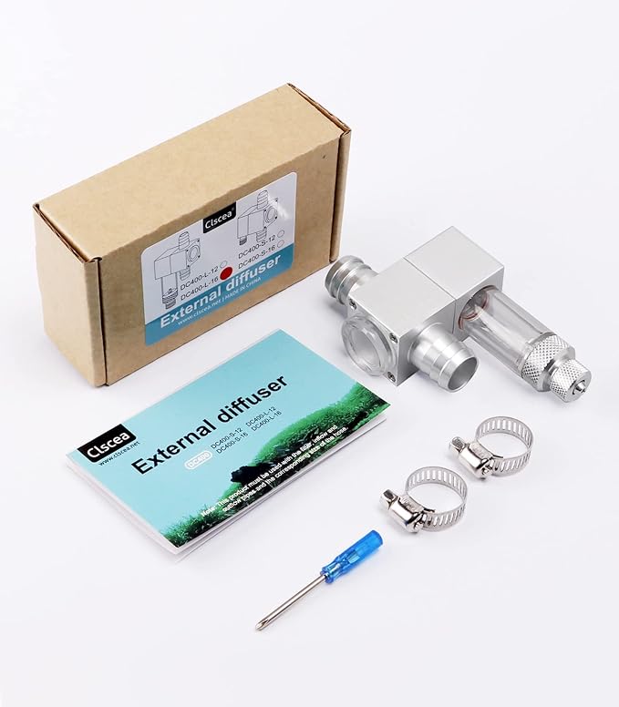 External Inline CO2 Diffuser Atomizer with Bubble Counter Aluminum Alloy for Planted Aquarium Canister Filter (DC400-L-16)