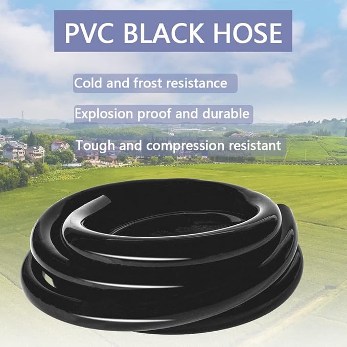 Feelers Black PVC Vinyl Tubing 3/4" ID x 1-1/12" OD Water Fish Tank Aquarium Air Line Lightweight Hose BPA Free, 16.4. Feet