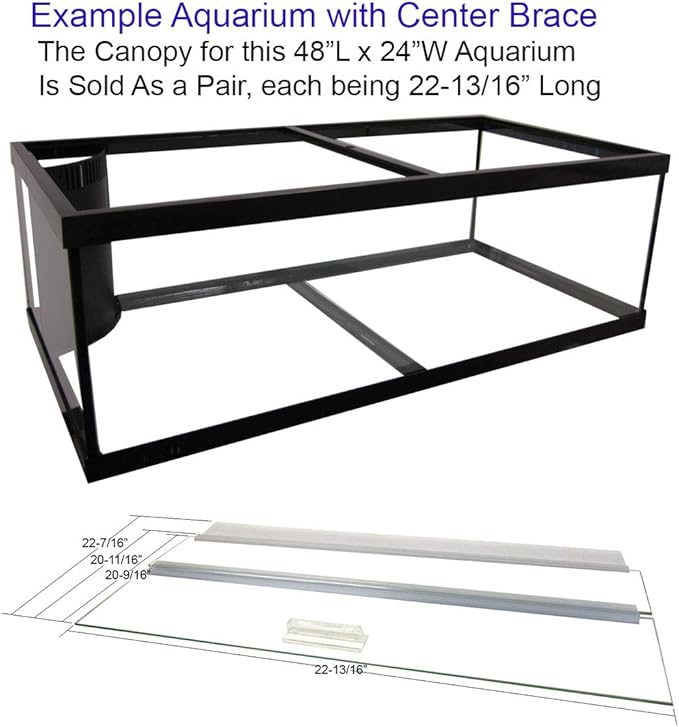 Glass Canopy for Aquariums with Center Braces, (Tank with Center Brace, 48" L x 24" W)