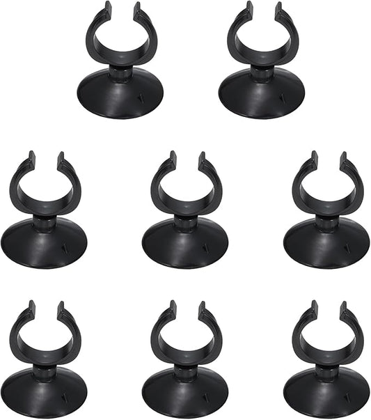 Aquarium Suction Cups, Fish Tank Suction Cups Clips Airline Tube Holders Clamps (Plastic, 8Pcs, Black) for 1.1" Fish Tank Airline Tubing Binding Moss Shrimp Nest, 28x45MM