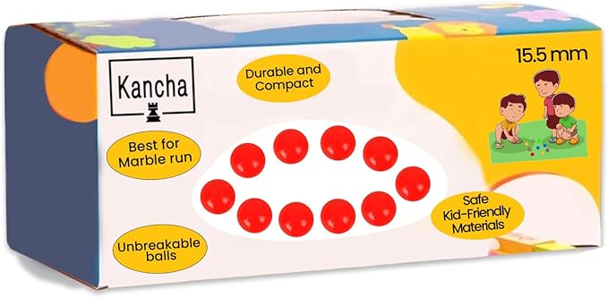 Round Red Colour Balls Acrylic Marble (15.5 mm) | for Marble Run Track Games Aquarium, Home & Garden Decoration Pack of 1 (10 Marbles pcs)