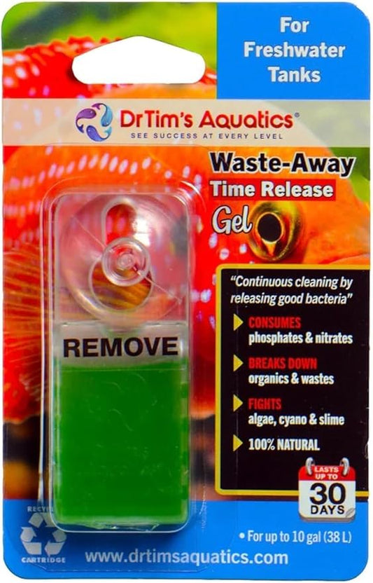 DrTim’s Aquatics Freshwater Waste-Away Time Release Gel – Natural Fish Tank & Aquarium Leave-in Gel Waste Management Solution for Dissolving & Cleaning Organic Sludge & Waste - Treats 10 gal